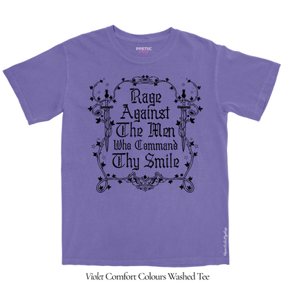 Rage Against The Men Who Command Thy Smile Medieval Feminist T-Shirt Black Unisex