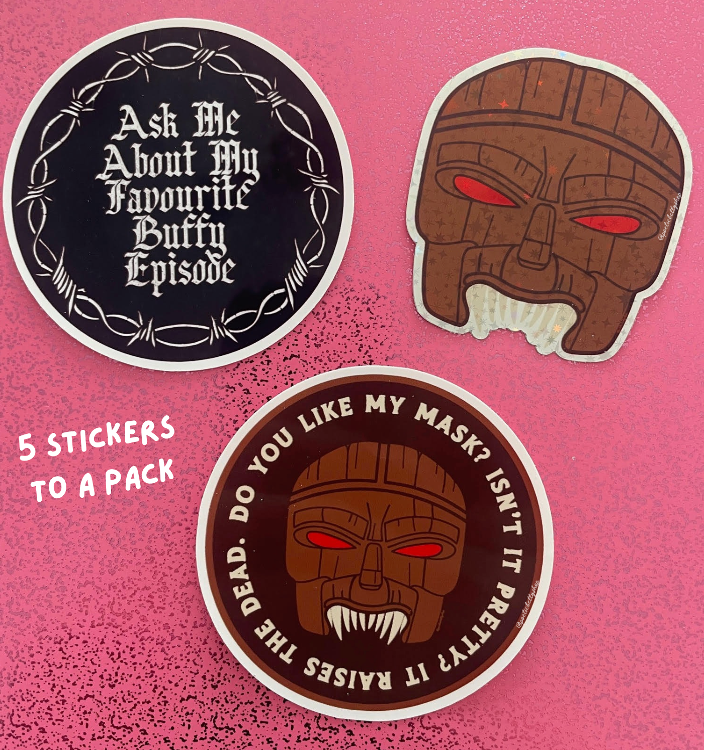 Retro Buffy Glossy Vinyl Holographic Sticker 5 Pack