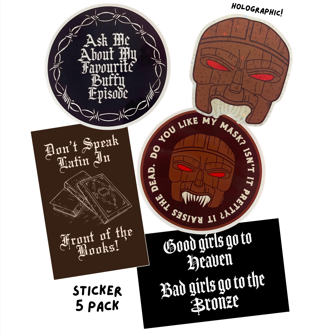 Retro Buffy Glossy Vinyl Holographic Sticker 5 Pack