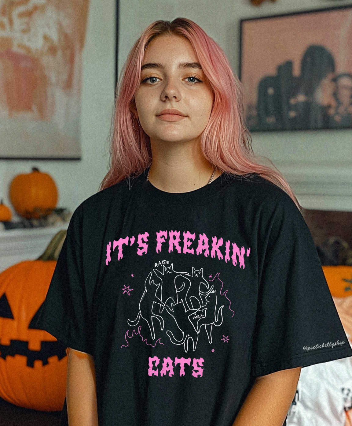 It's Freakin' Cats! Halloween Feline T-Shirt Black Unisex