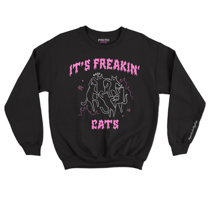 It's Freakin' Cats! Halloween Feline Raise Hell Crew Neck Sweatshirt