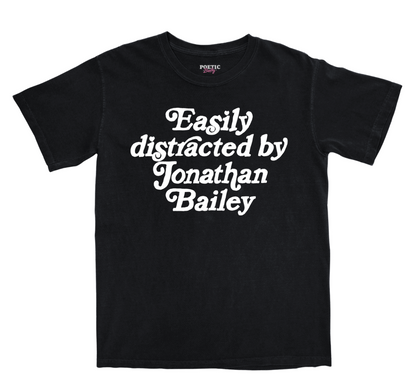 Easily Distracted By Jonathan Bailey T-Shirt 100% Cotton Soft Pink White