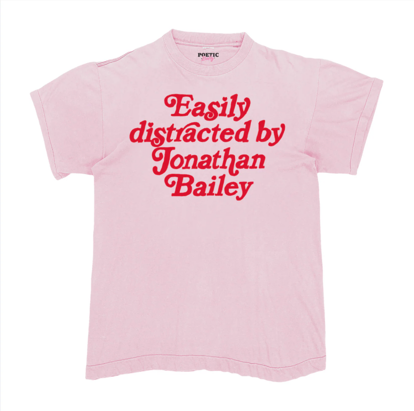 Easily Distracted By Jonathan Bailey T-Shirt 100% Cotton Soft Pink White