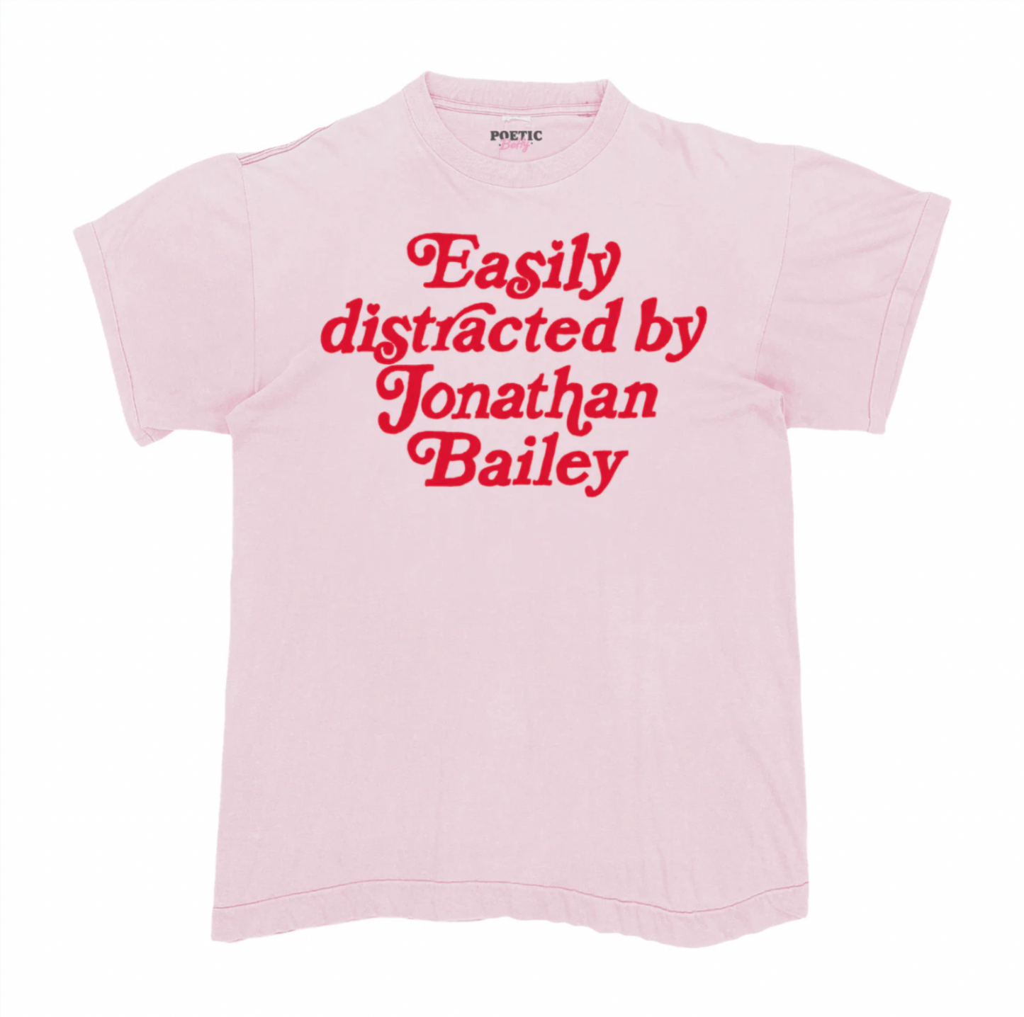 Easily Distracted By Jonathan Bailey T-Shirt 100% Cotton Soft Pink White