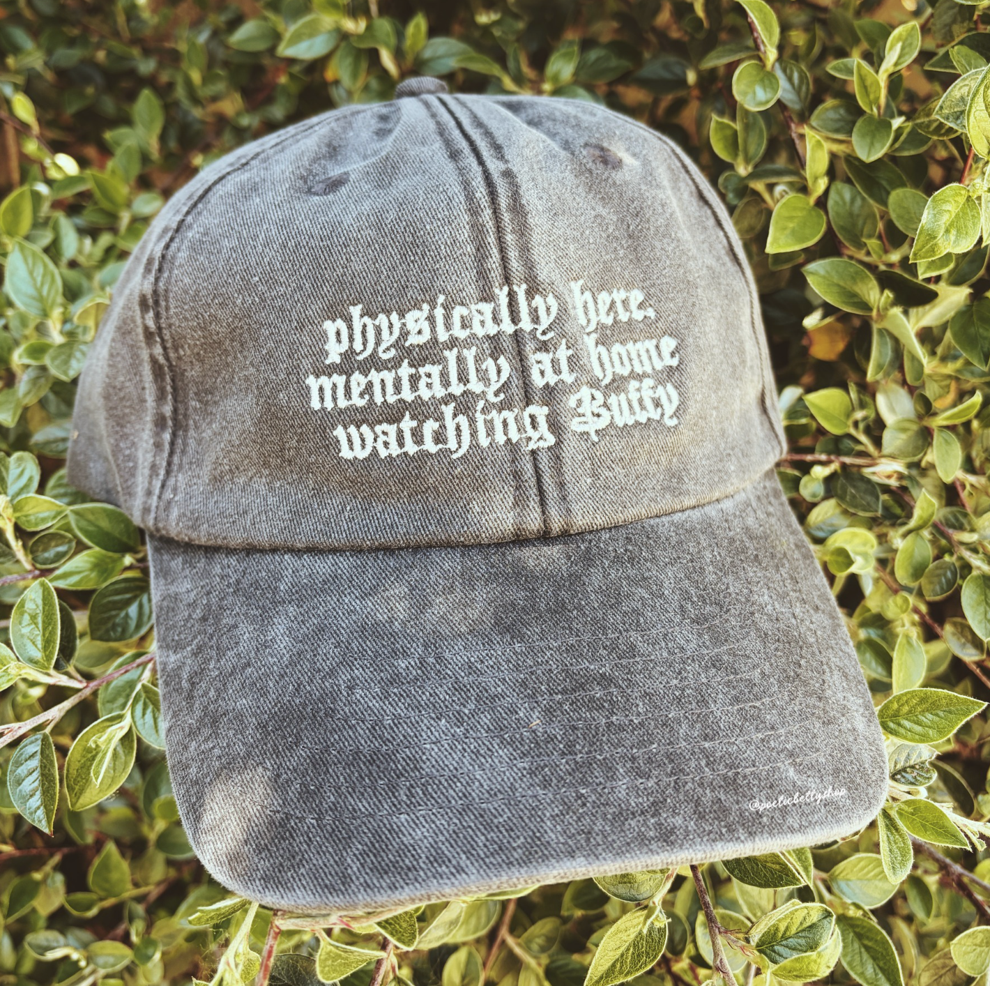 Mentally At Home Watching Buffy Inspired Vintage Black Embroidered Cap