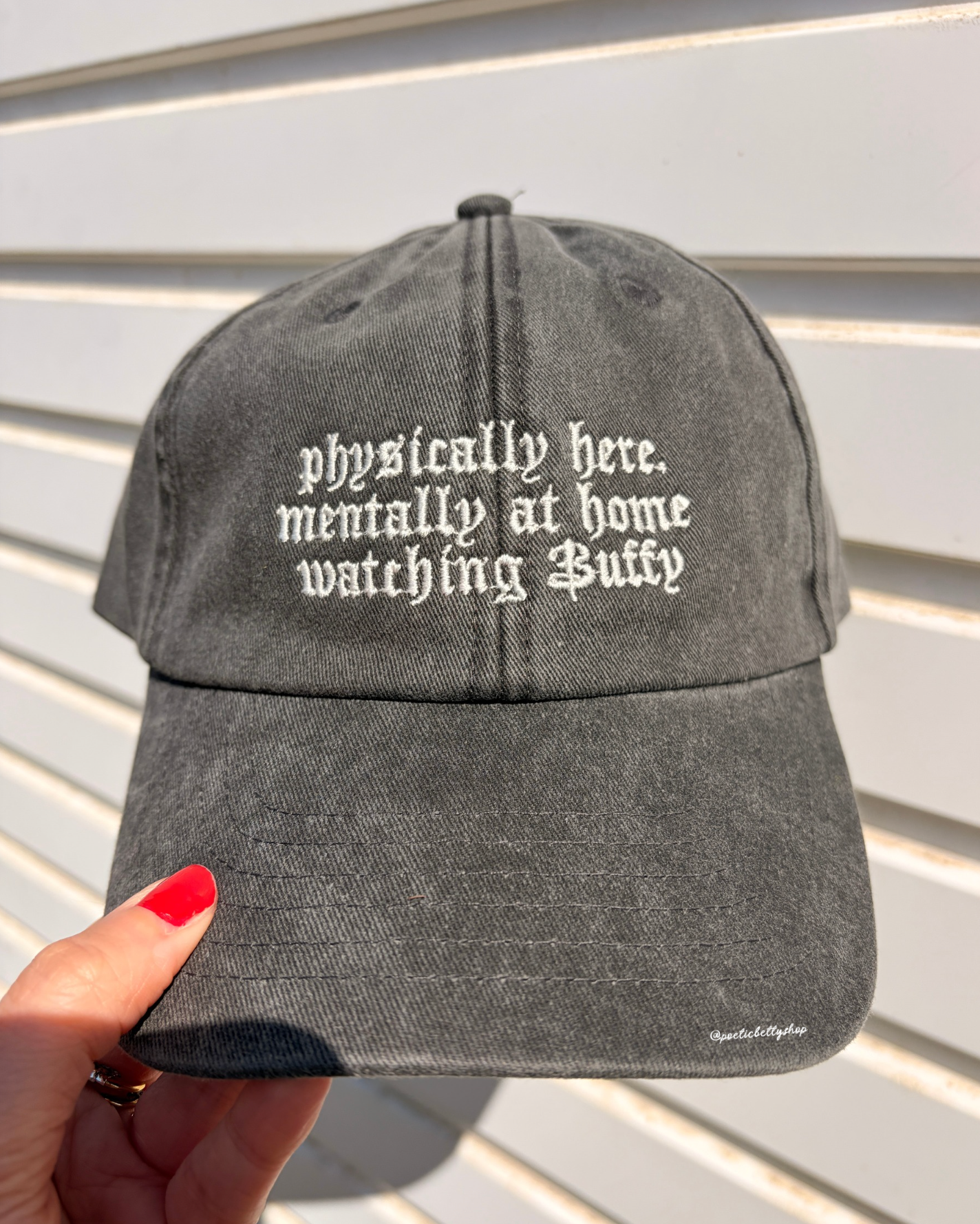 Mentally At Home Watching Buffy Inspired Vintage Black Embroidered Cap