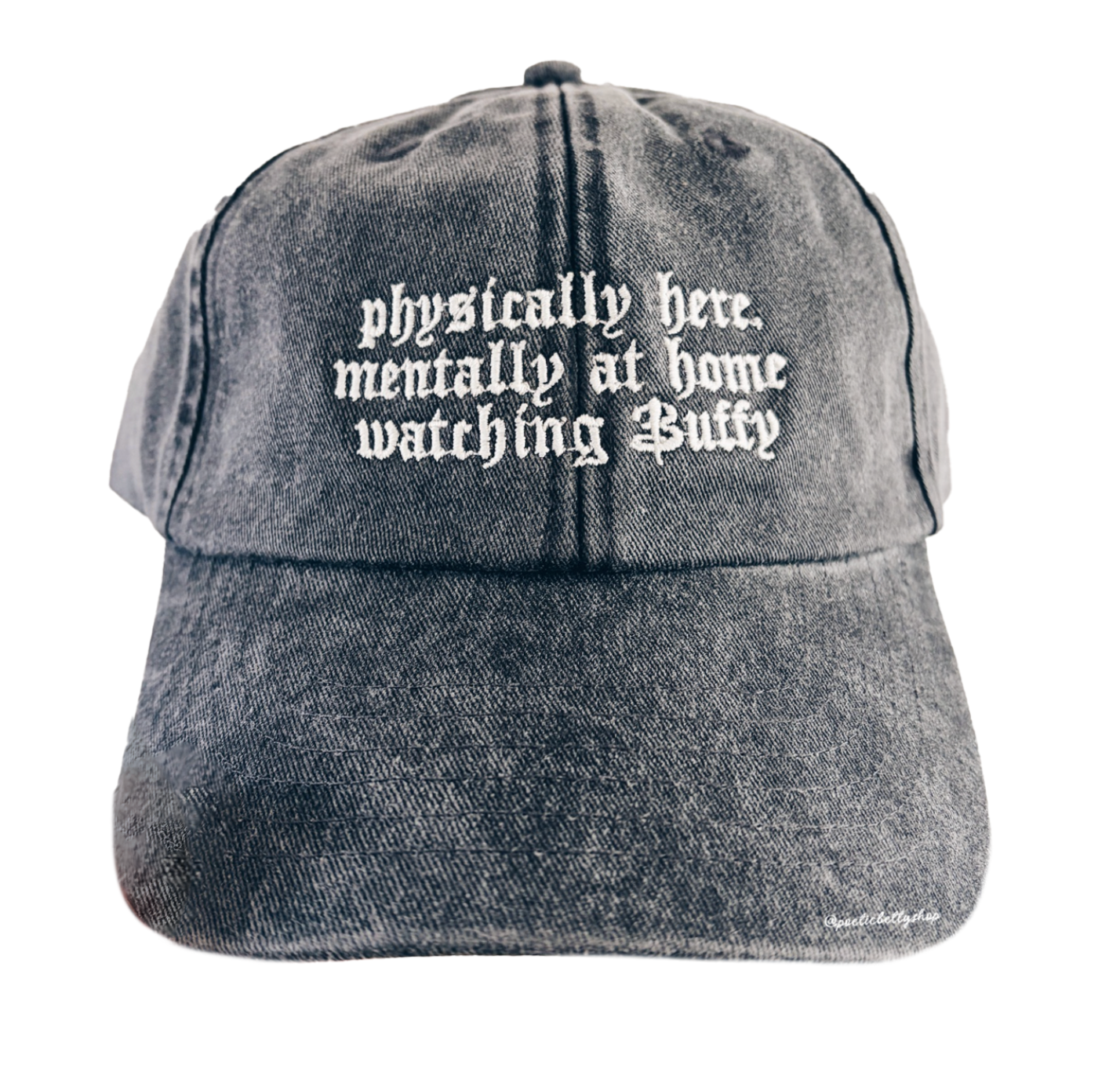 Mentally At Home Watching Buffy Inspired Vintage Black Embroidered Cap