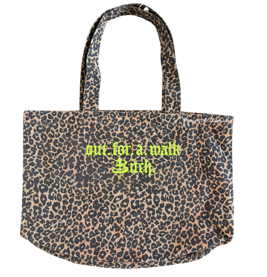 Out For A Walk Leopard Print Tote Bag Recycled 100% Cotton