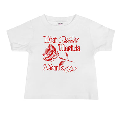 What Would Morticia Addams Do Black Rose Baby Tee