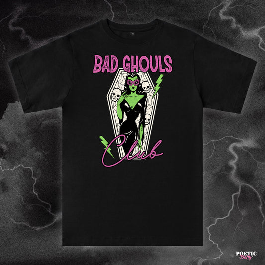 Bad Ghouls Club Spooky Halloween Retro Pin-Up Unisex T-Shirt