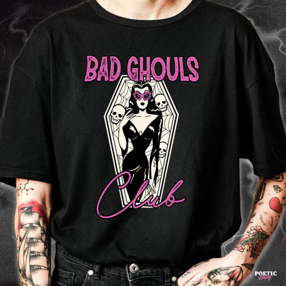Bad Ghouls Club Spooky Halloween Retro Pin-Up Unisex T-Shirt