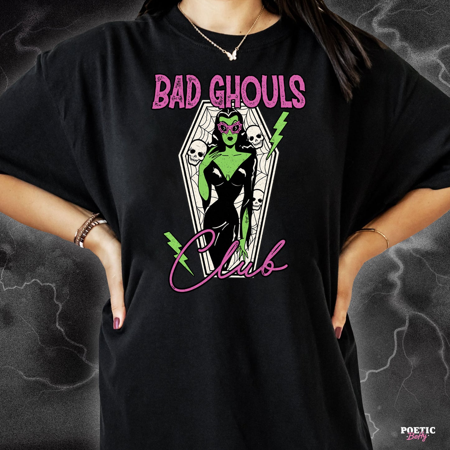 Bad Ghouls Club Spooky Halloween Retro Pin-Up Unisex T-Shirt