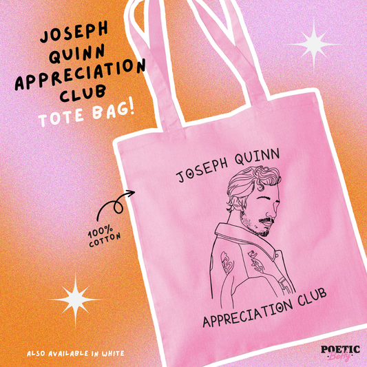 Joseph Quinn Appreciation Club Pink White 100% Cotton Tote Bag
