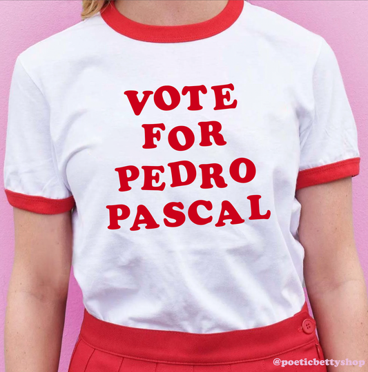 Vote for Pedro Pascal Retro Ringer Graphic Unisex T-Shirt