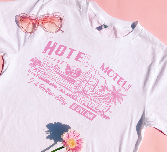 Pink Motel Hotel Rather Stay Inn *SALE* White Women's Fit T-Shirt