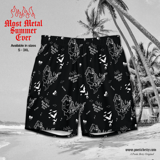 Eddie Munson Metal Summer Printed Recycled Swim Trunks *Exclusive*