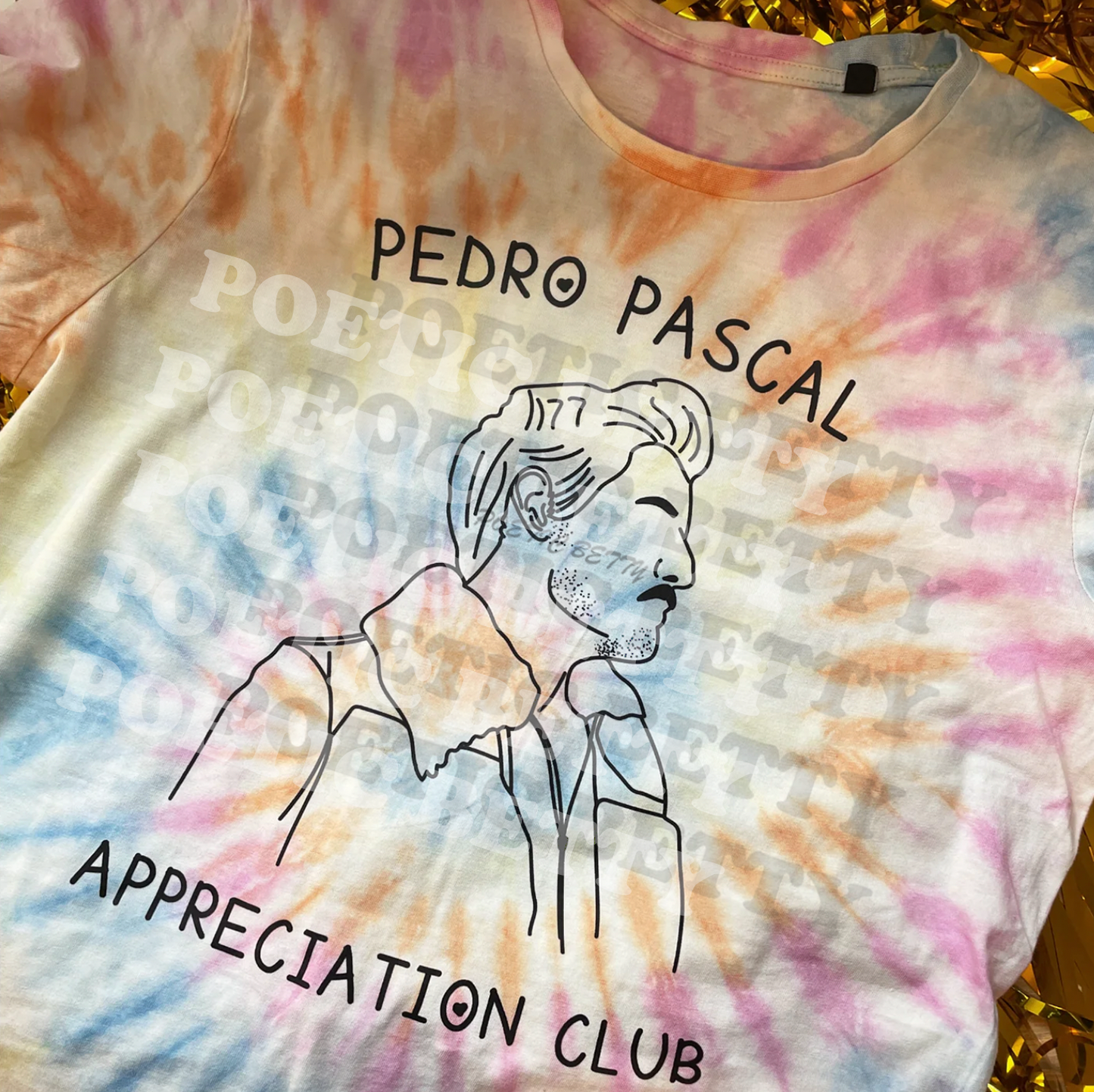Pedro Pascal Appreciation Fan Club Tie Dye Swirl 100% Cotton Unisex T-Shirt