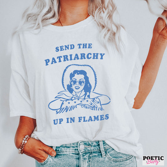 Cowgirl Burn The Patriarchy Retro T-Shirt