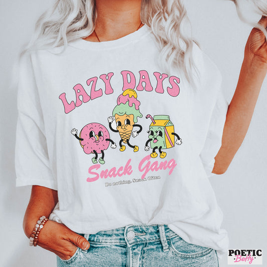Lazy Days Snack Club Retro Vintage T-Shirt